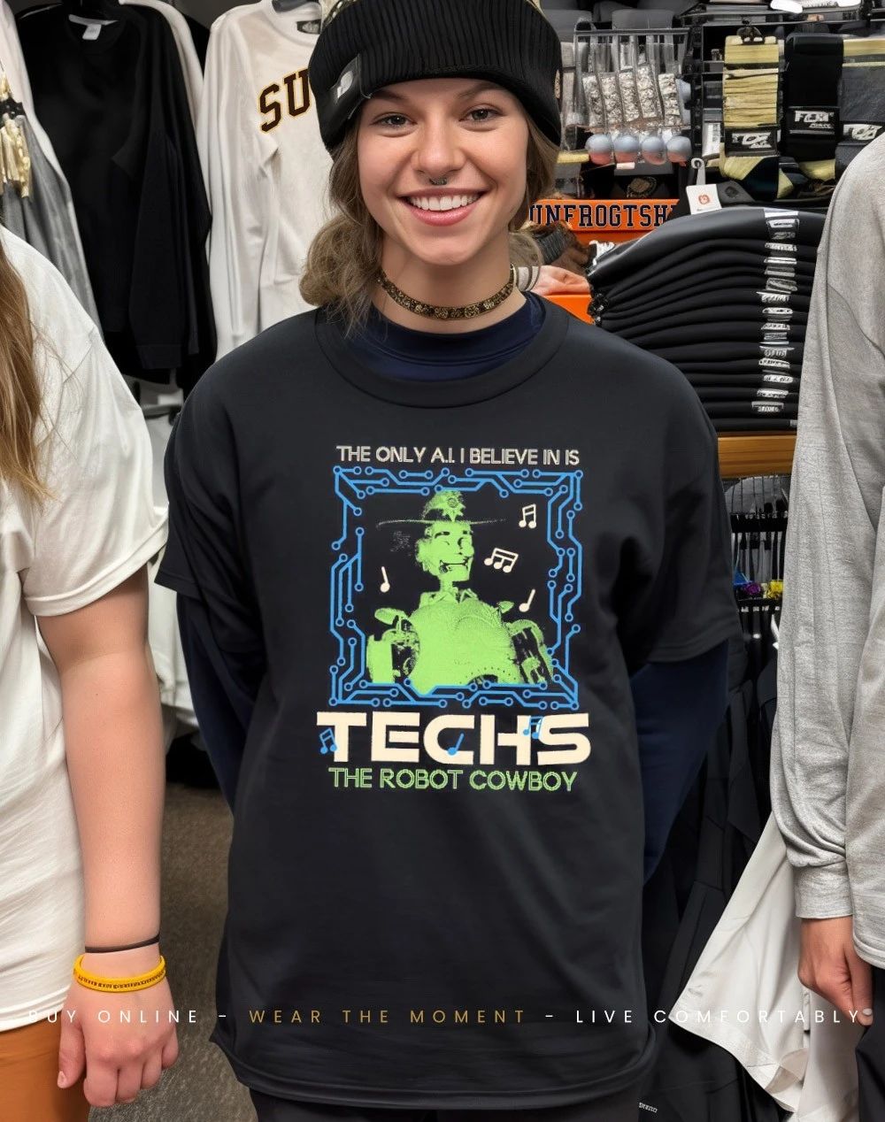 The only AI I believe in is techs the robot cowboy shirt