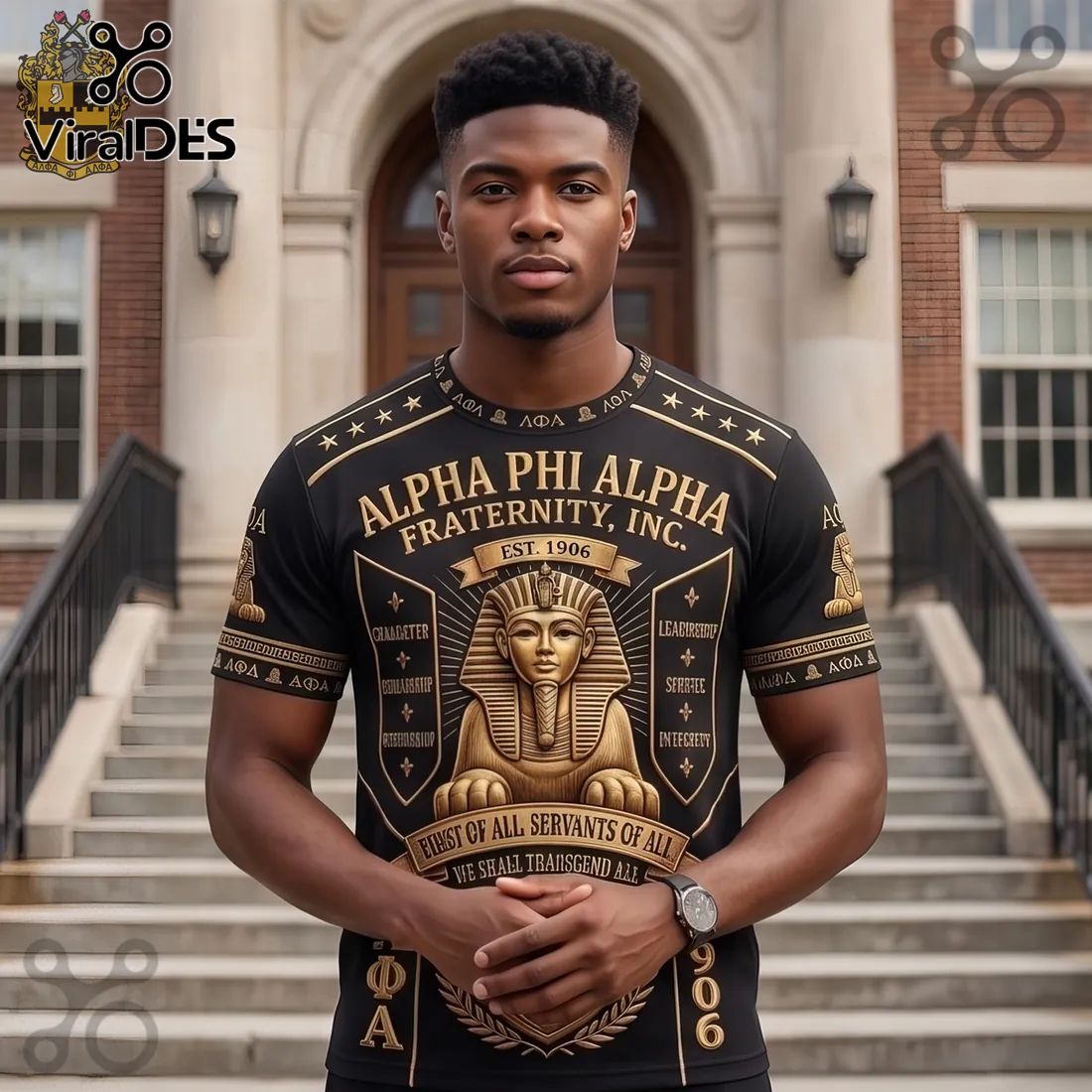 Alpha Phi Alpha Fraternity 1906 Gold Emblem T-Shirt