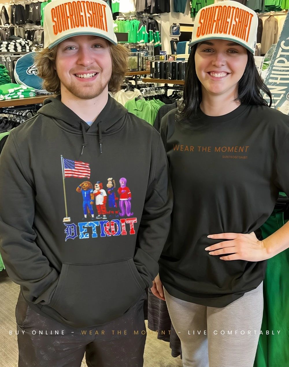 Detroit sports mascot salute the flag shirt