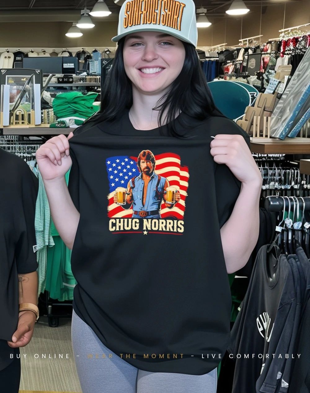 Chuck Norris Chug Norris Drinking Beer Graphic shirt