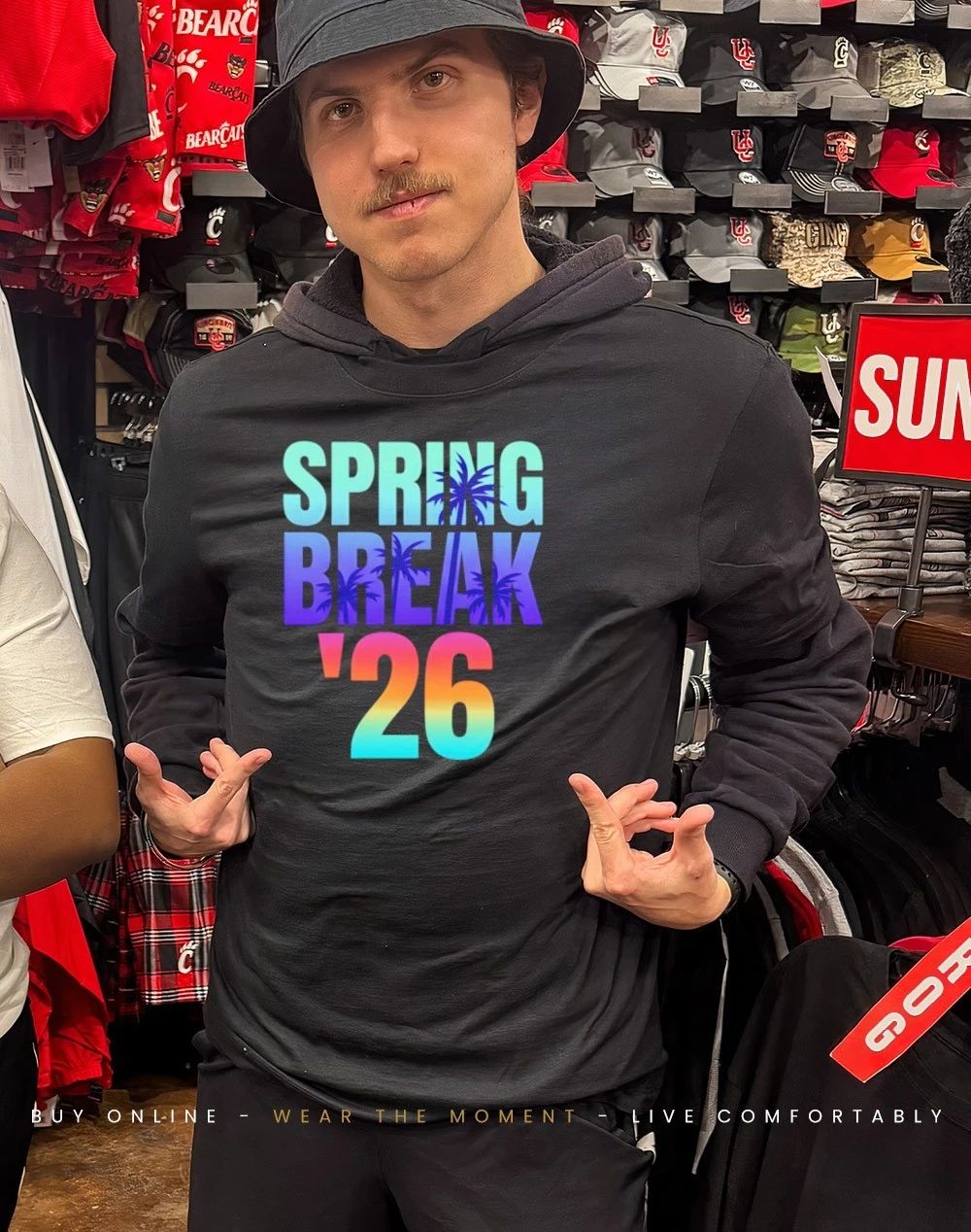 Spring Break ’26 sunset graphic shirt