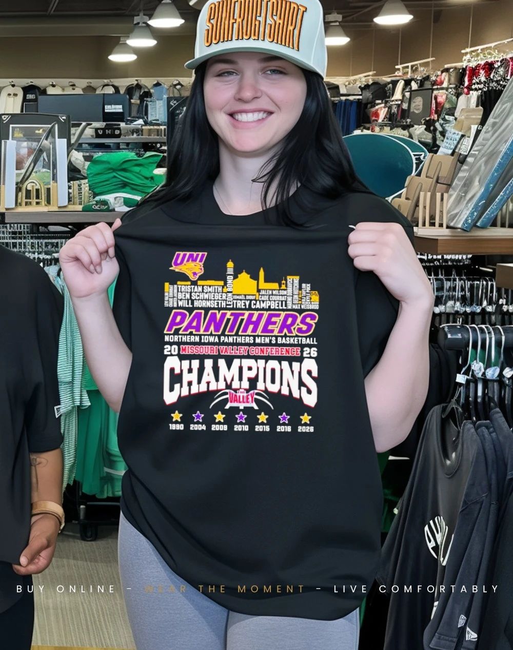Northern Iowa Panthers MVC Champions 2026 city skyline shirt