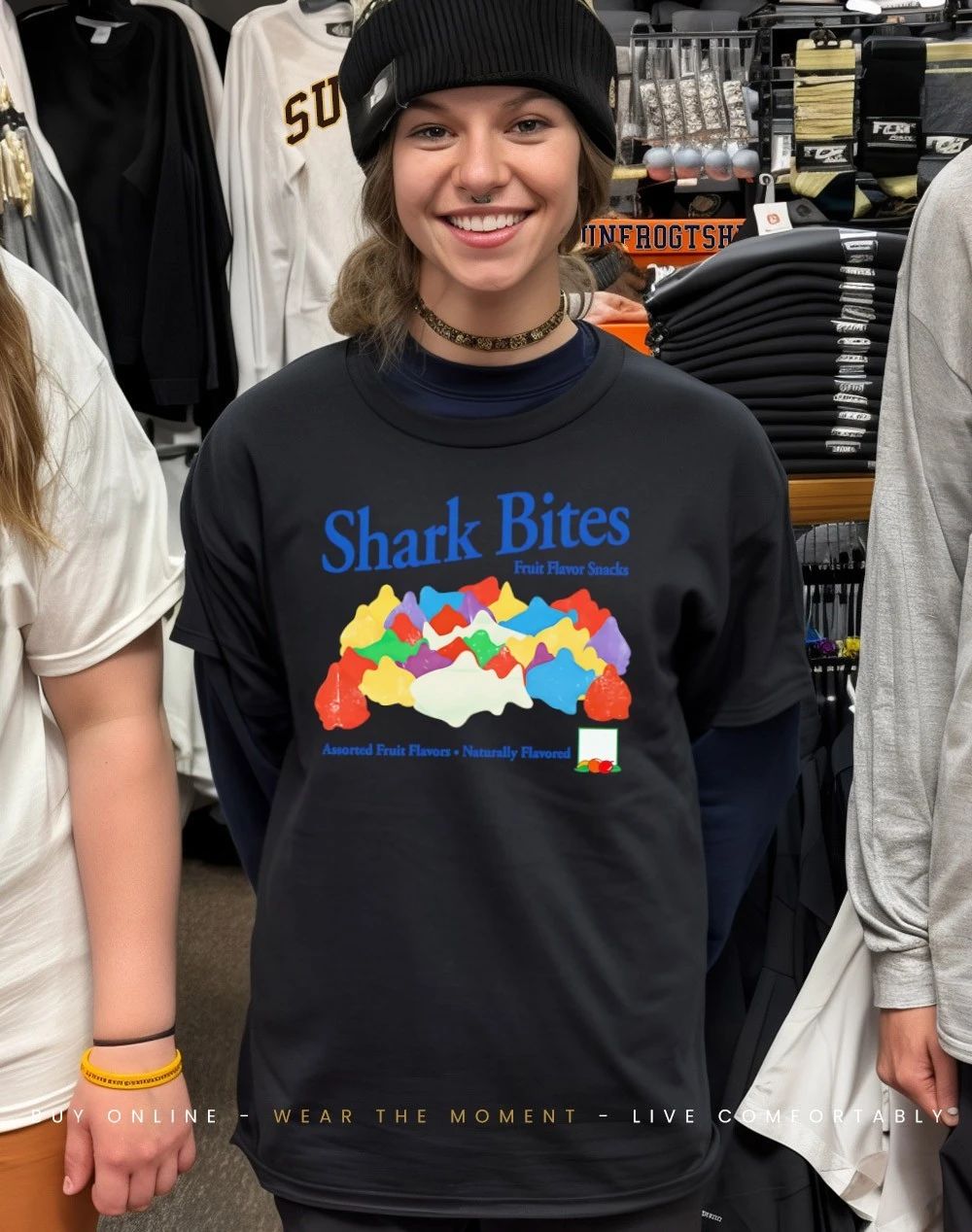 Shark bites fruit flavor snacks assorted fruit flavors naturally flavored shirt