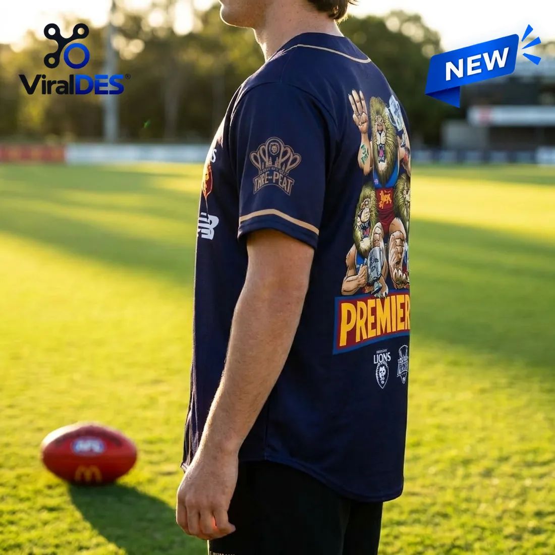 Brisbane Lions Navy Blue 2026 AFL Premiers Baseball Jersey