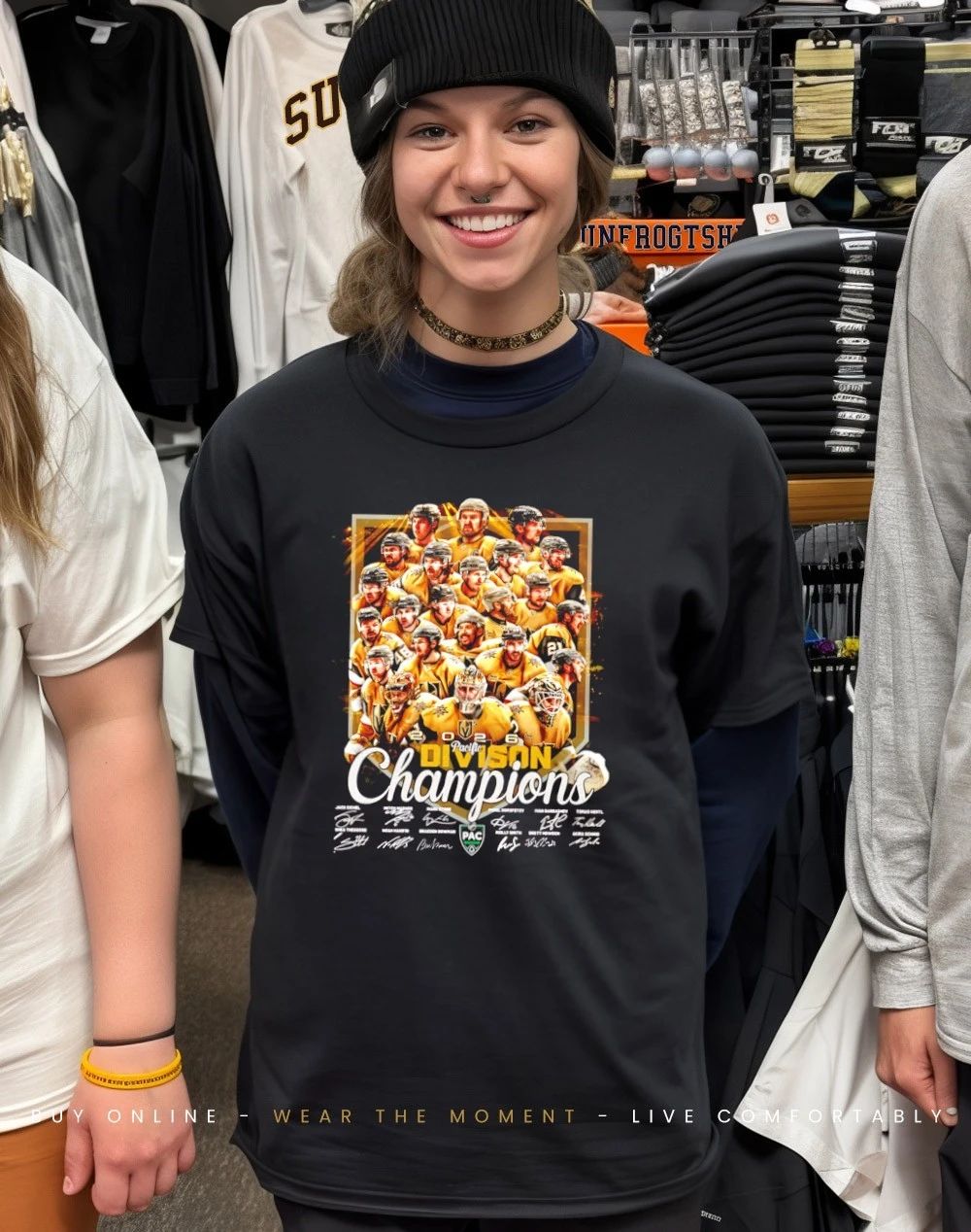 Vegas Golden Knights 2026 Pacific Division Champions all team signatures shirt