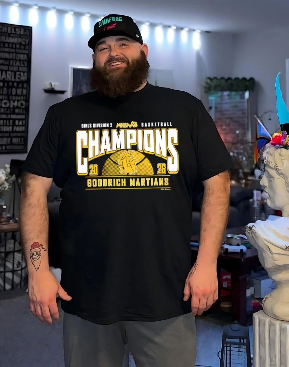 2026 MHSAA Girls Basketball D2 Champions Goodrich Martians logo shirt