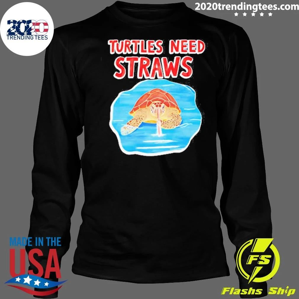 Turtles Need Straws Sea Turtle Snorting White Lines Shirt