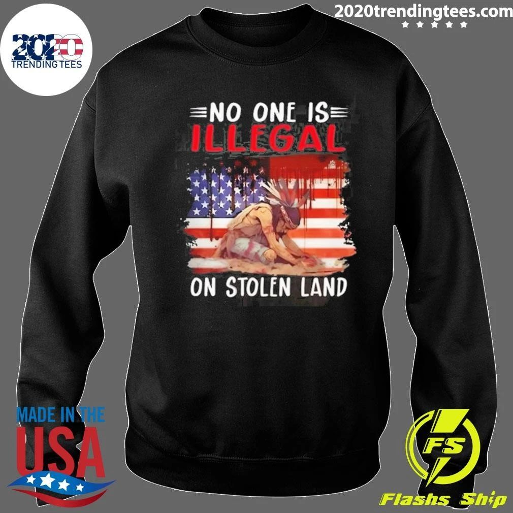 No One Is Illegal on Stolen Land Native American Flag Shirt