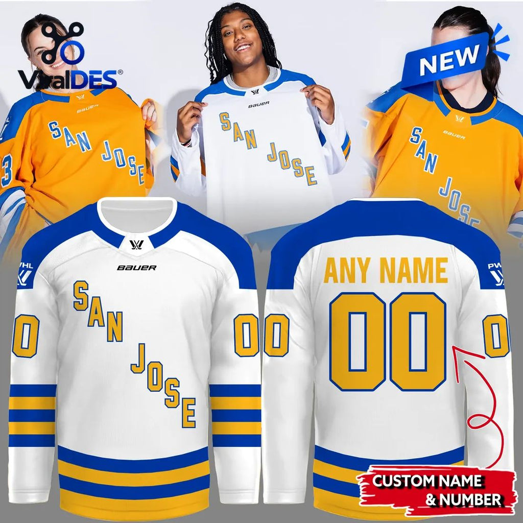 PWHL San Jose 2026 Away Custom Hockey Jersey