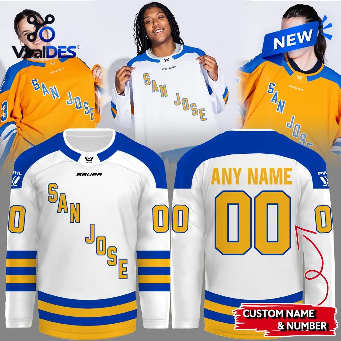 PWHL San Jose 2026 Away Custom Hockey Jersey