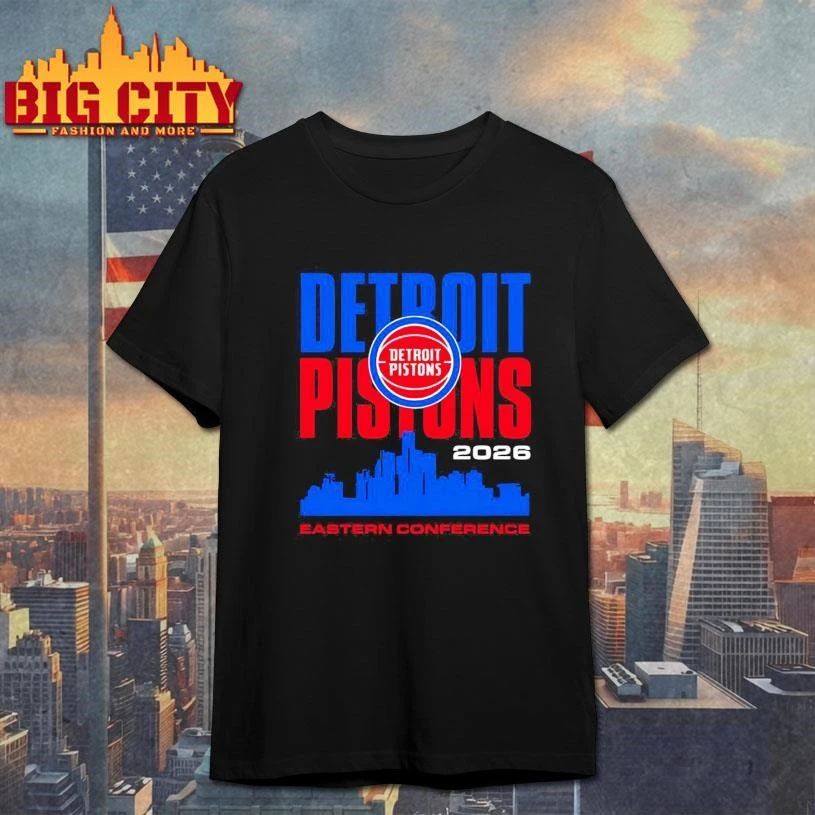 Detroit Pistons basekball NBA Eastern Conference city skyline vintate shirt