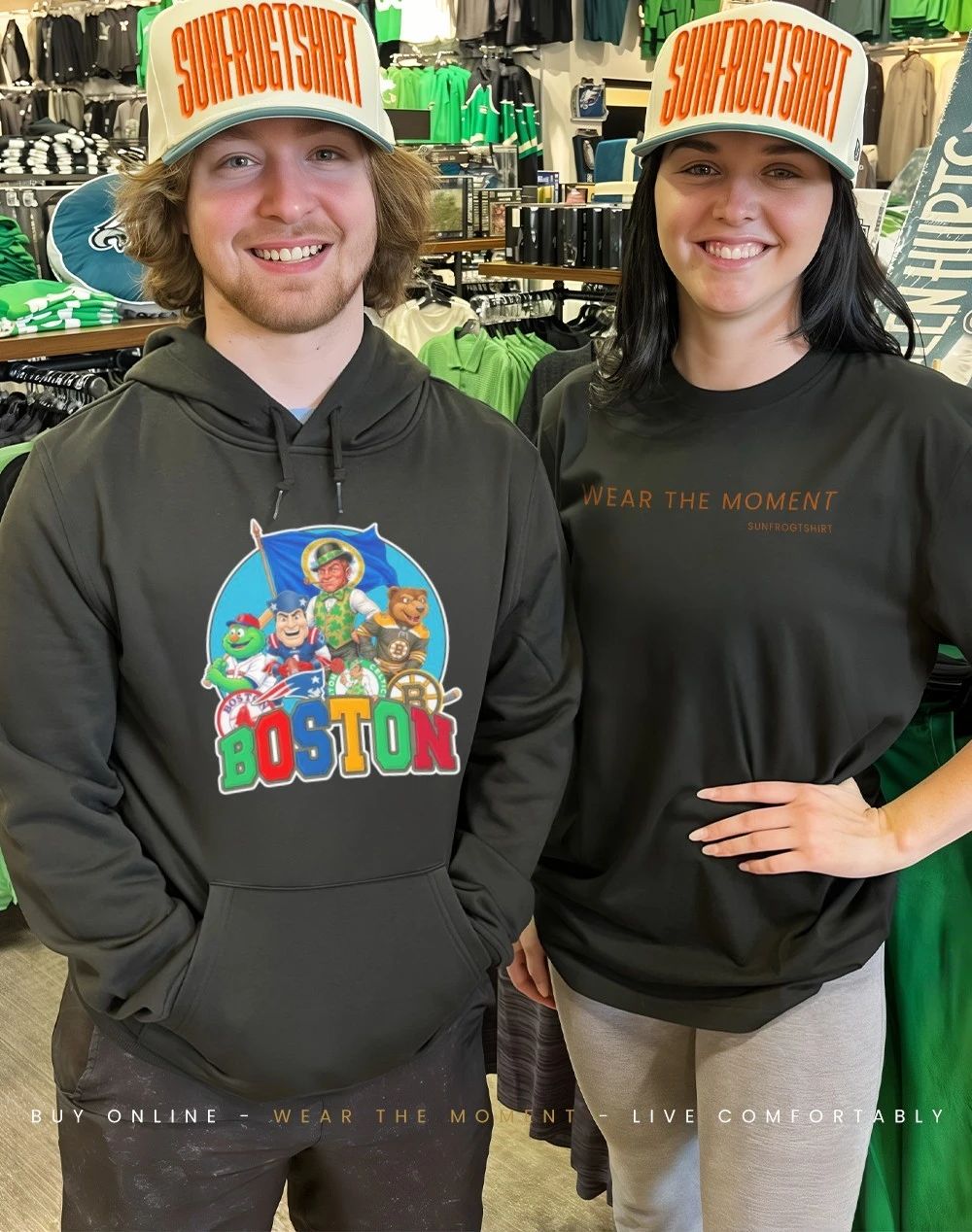 Boston sports mascot squad flag shirt