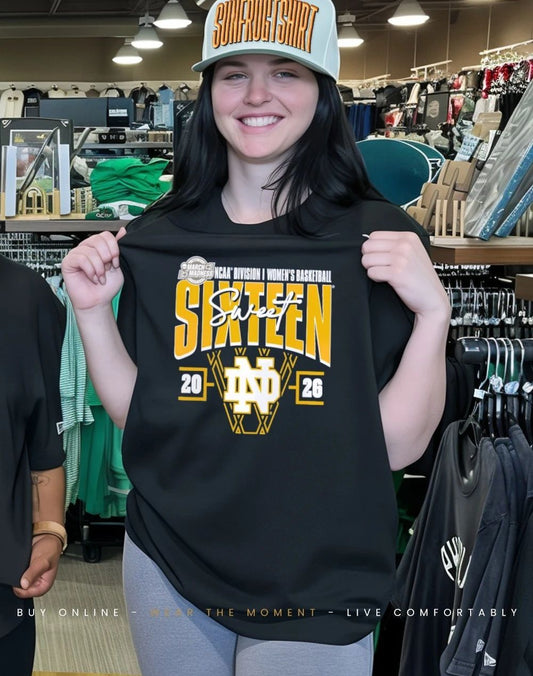 Notre Dame Fighting Irish 2026 NCAA Women’s Basketball Tournament March Madness Sweet 16 Court Shot shirt