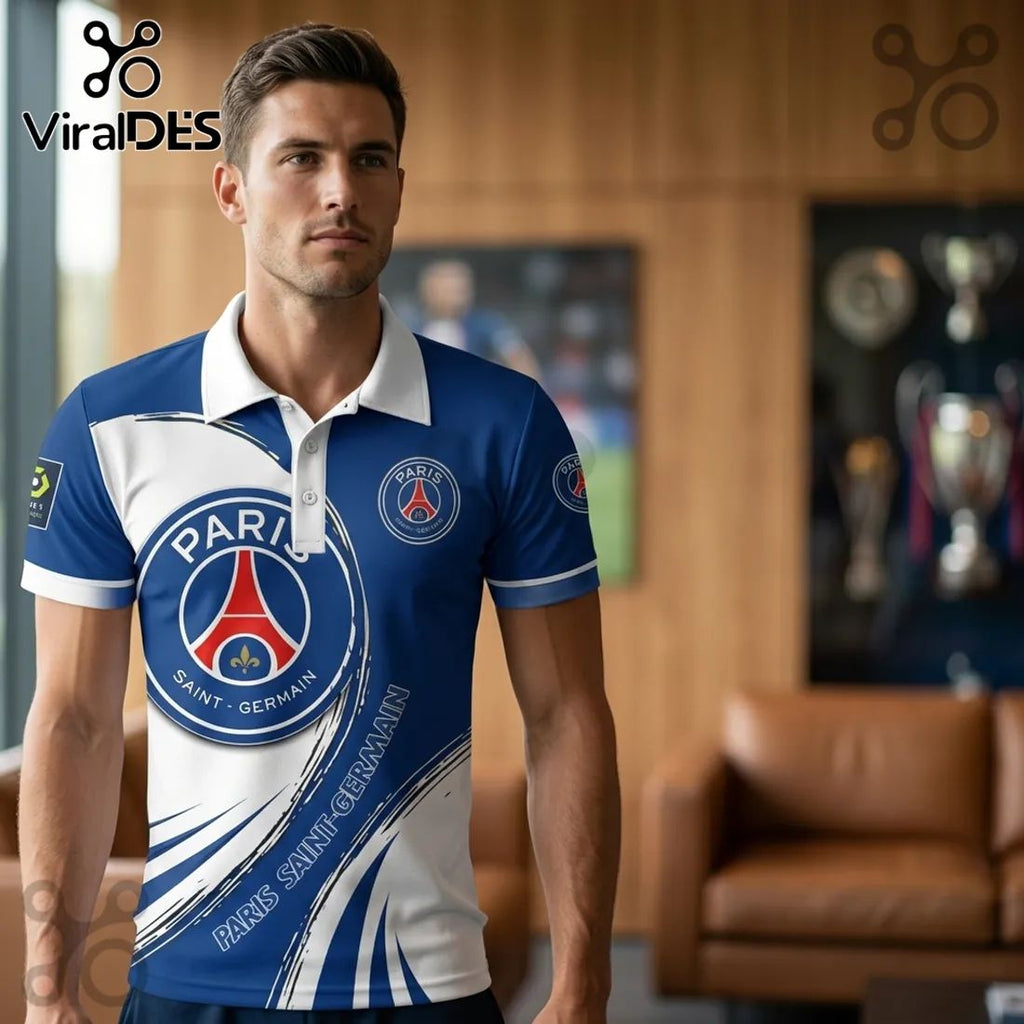 Paris Saint-Germain Blue and White Polo Shirt