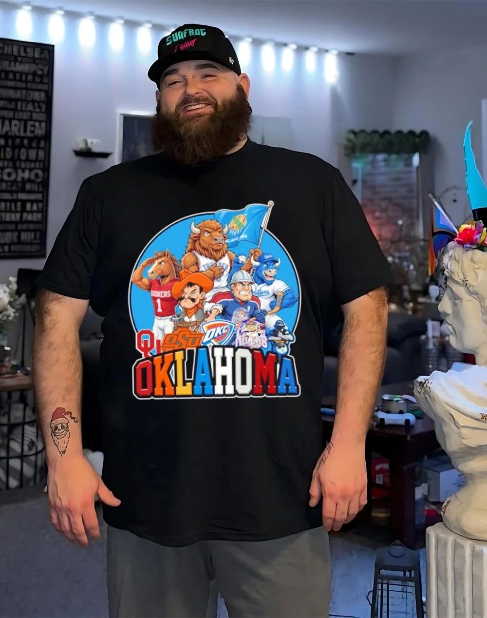 Oklahoma sports mascot squad flag shirt