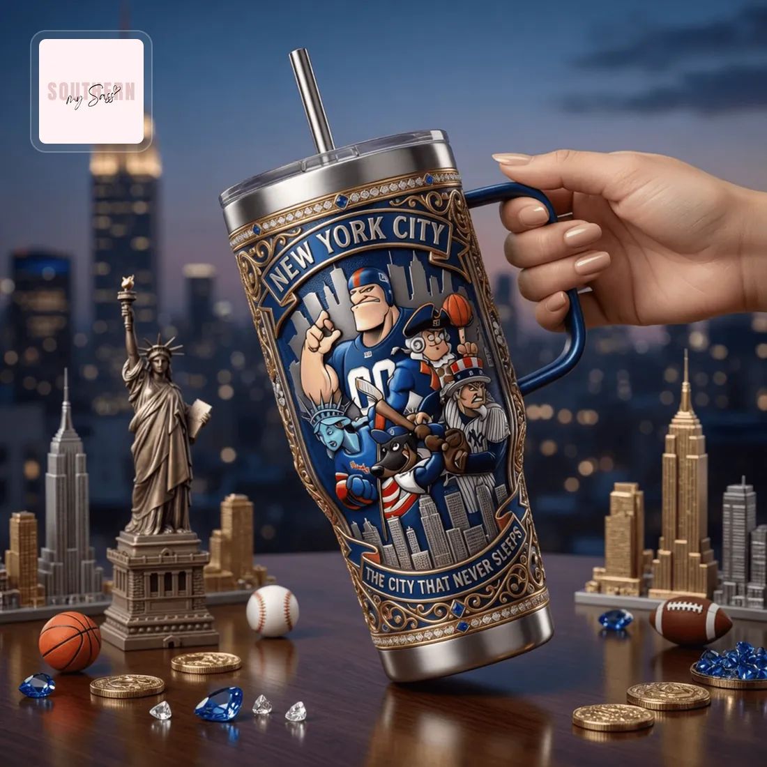 New York City Premium 40oz Insulated Tumbler With Handle