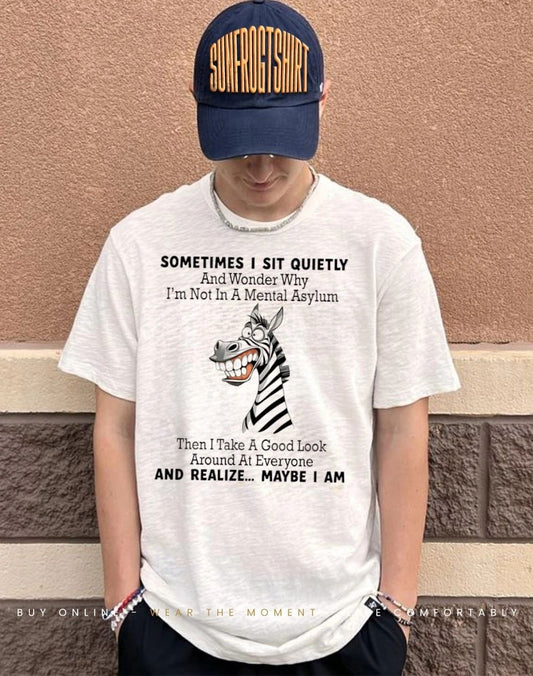 Zebra sometimes I sit quietly and wonder why I’m not in a mental asylum shirt
