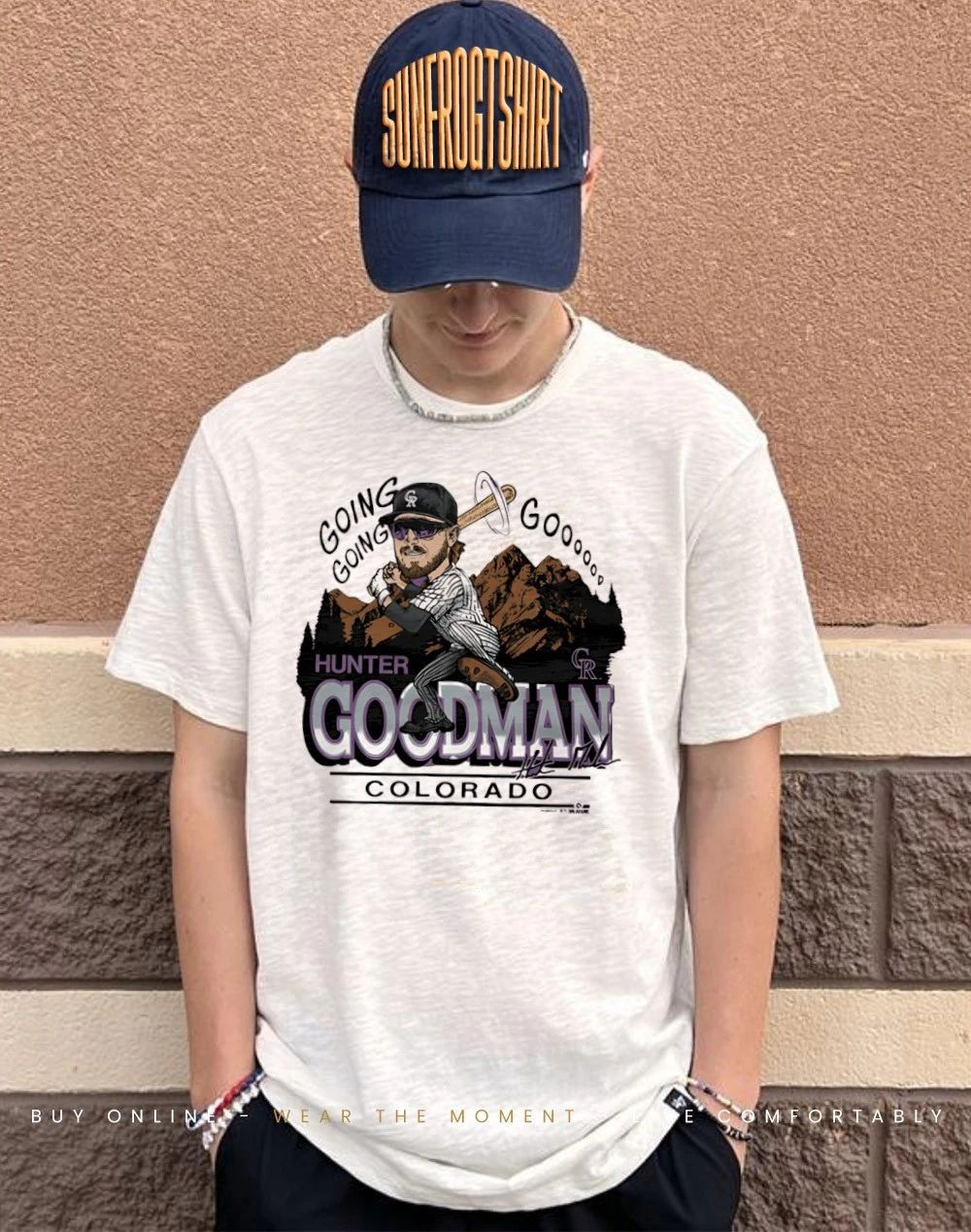 Hunter Goodman Colorado Rockies Signature caricature shirt