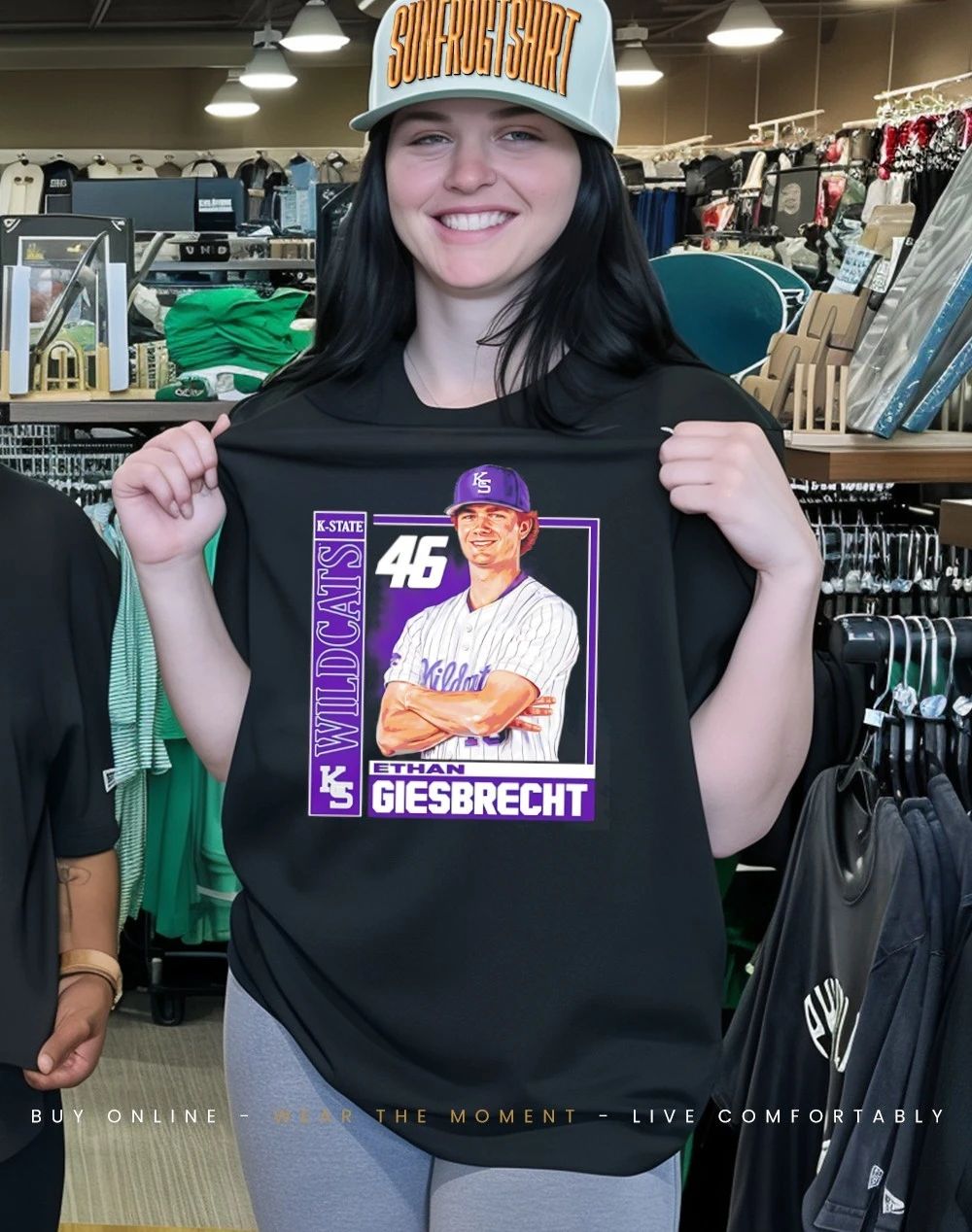 Ethan Giesbrecht 46 Kansas State Wildcats player caricature shirt
