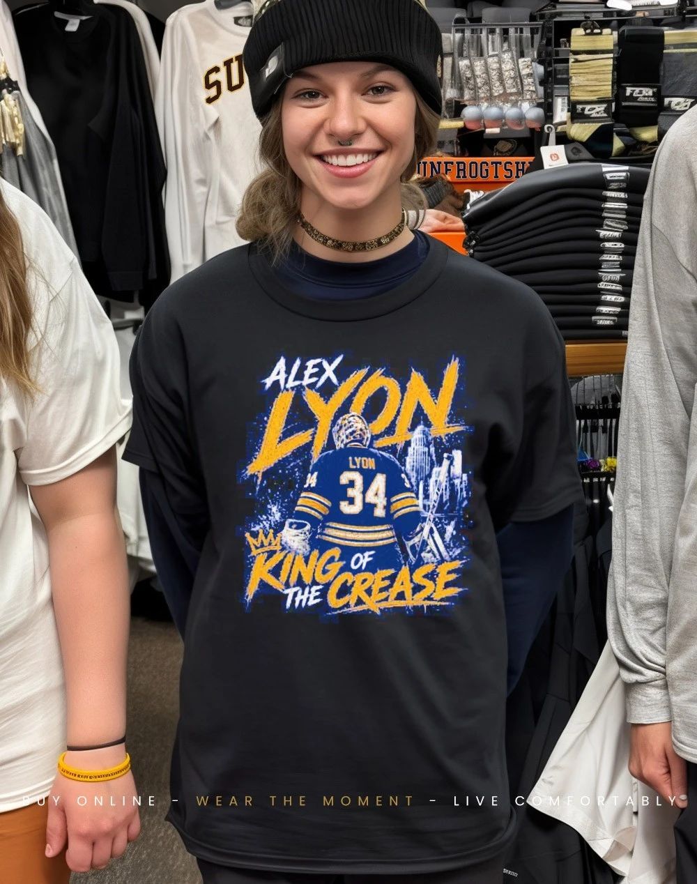 Buffalo Sabres Alex Lyon King of the crease front and back shirt