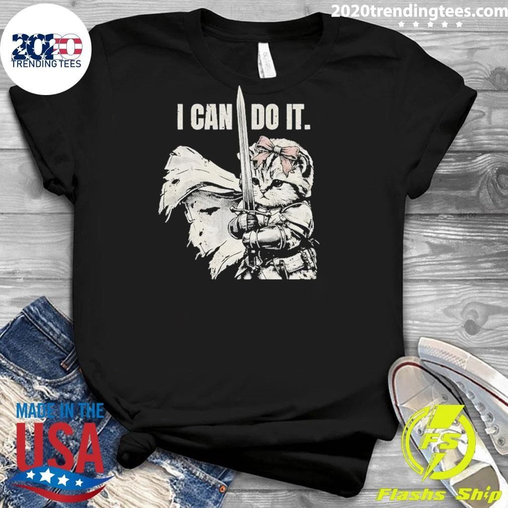 Cute Kitten Knight With Sword Meme I Can Do It Shirt