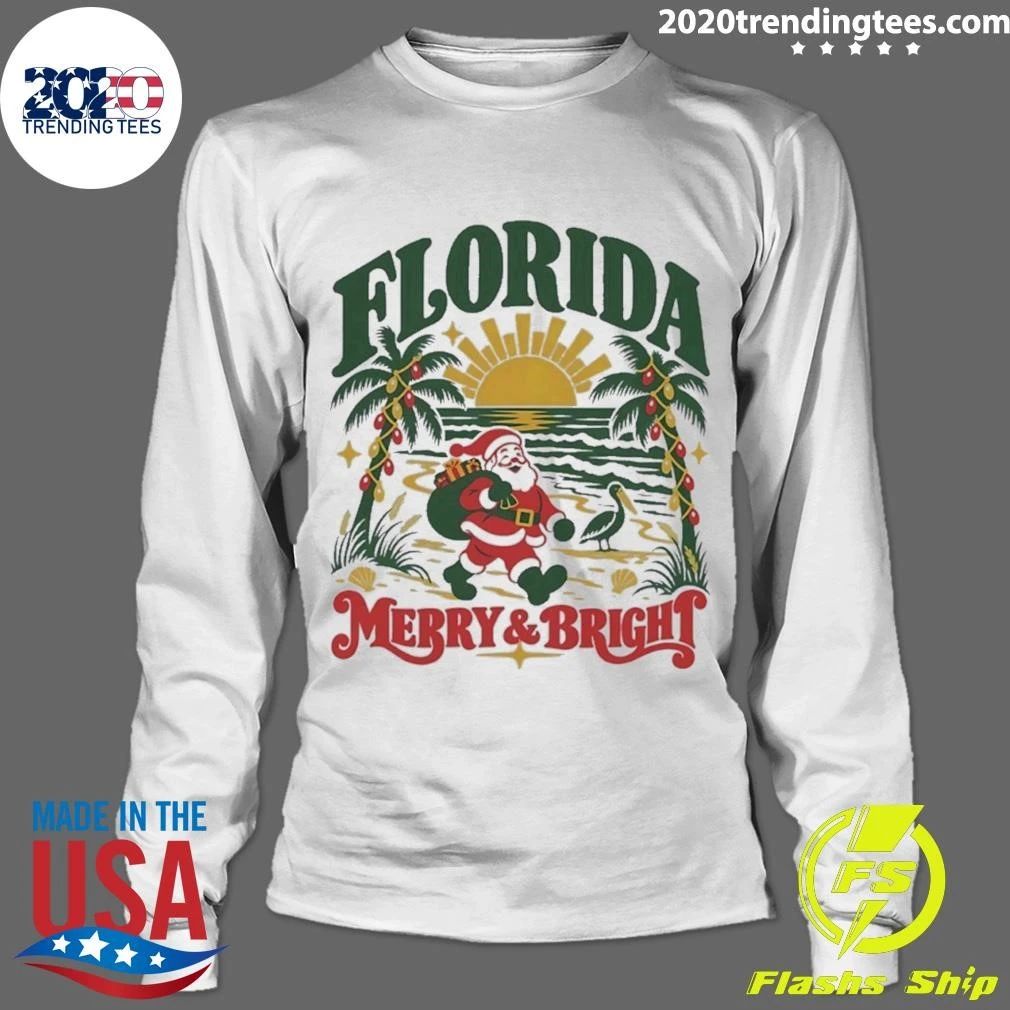 Florida Merry and Bright Christmas Santa 2026 Shirt