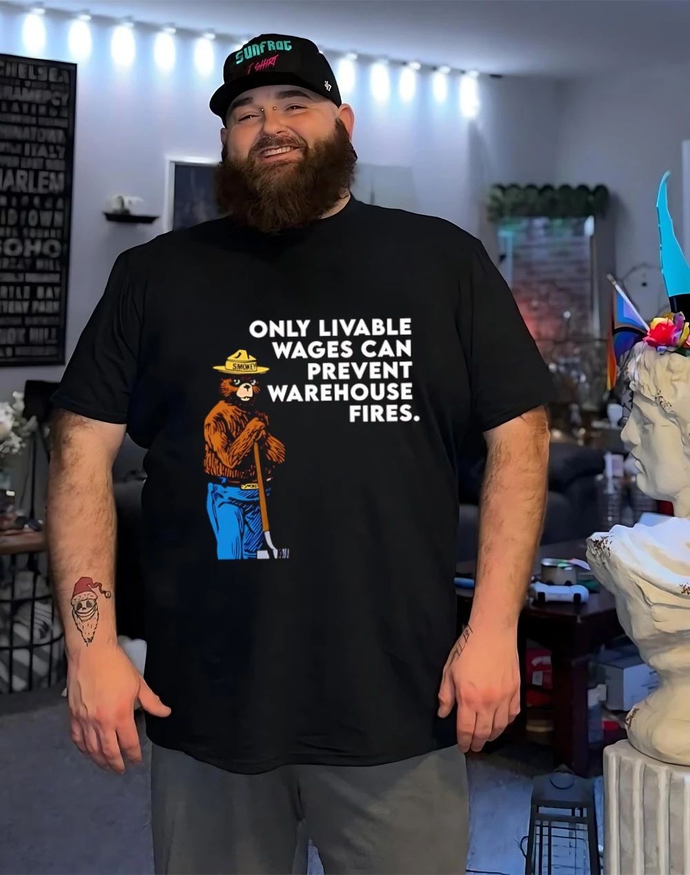 Smokey Bear Livable Wages Prevent Warehouse Fires Shirt