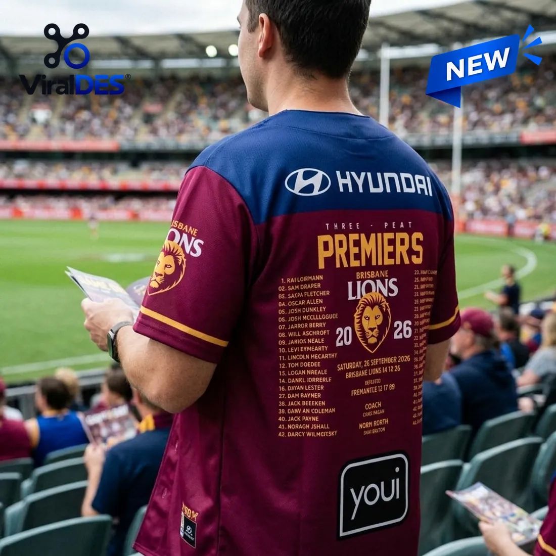 Brisbane Lions 2026 AFL Premiers Baseball Jersey