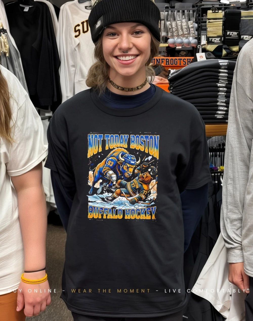 Buffalo Sabers not today Boston Buffalo Hockey mascot shirt