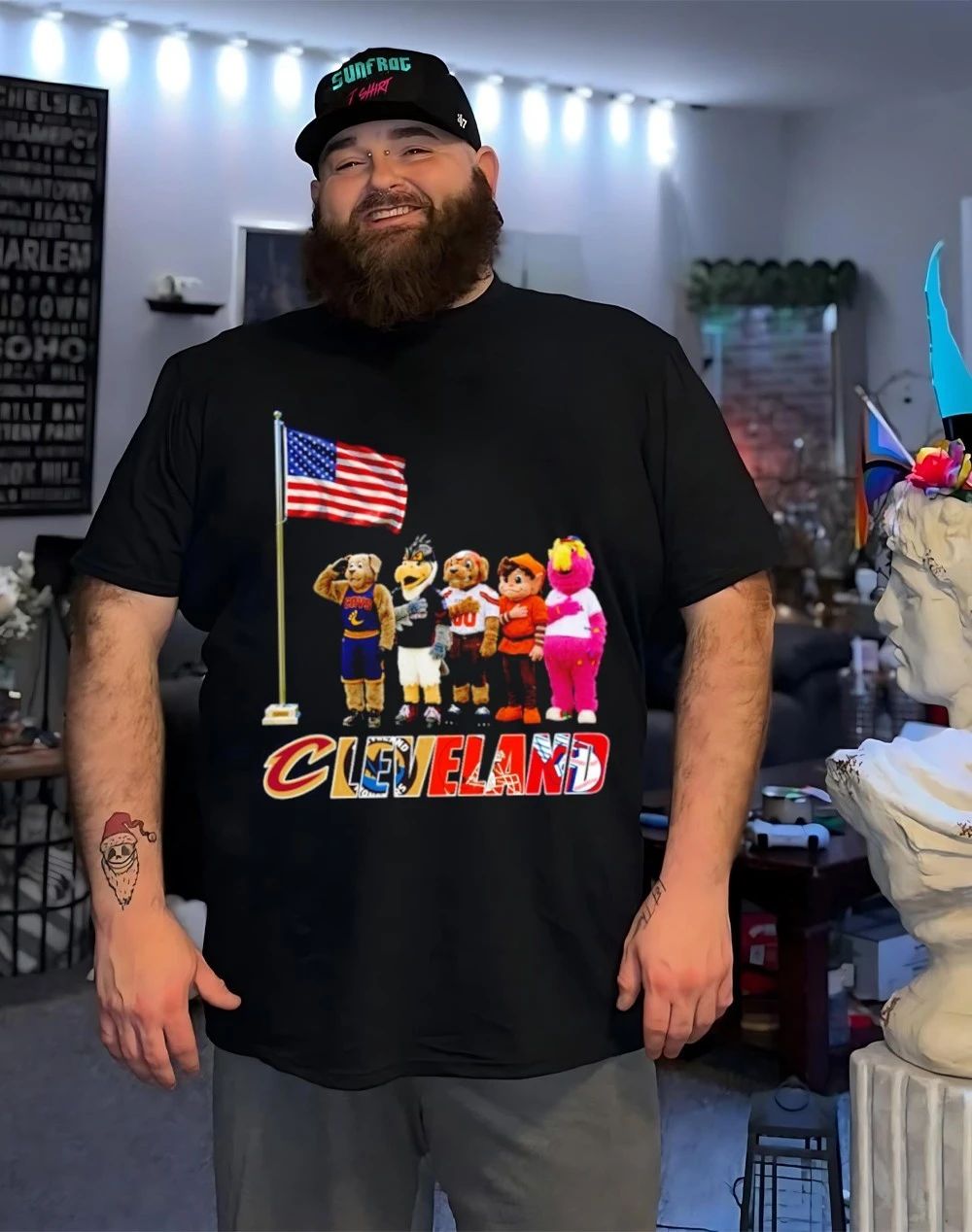 Cleveland sports mascot salute the flag shirt