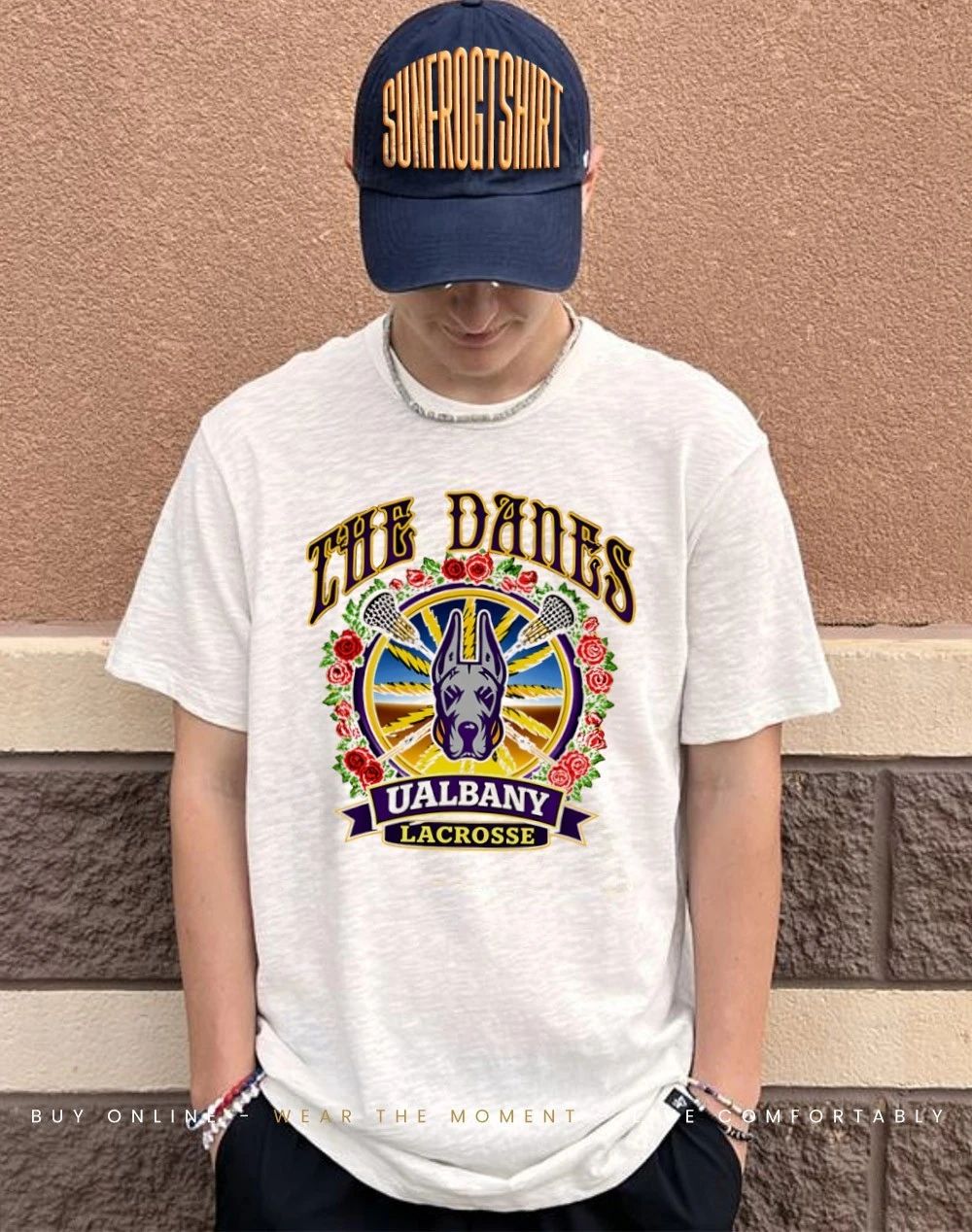 UAlbany Lacrosse Greatful Danes Commemorative logo shirt
