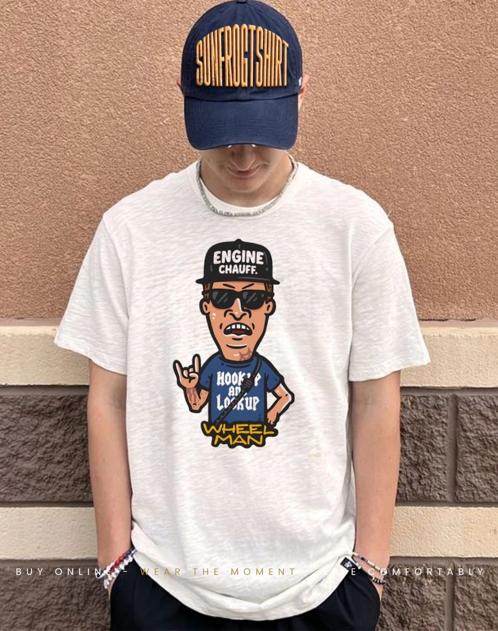 Butt-Head engine chauff hook up and look up wheel man shirt