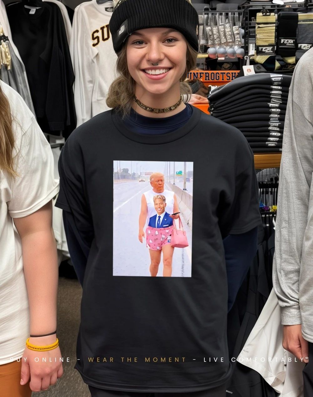 Trump walk with Kenzo J Trump shirt