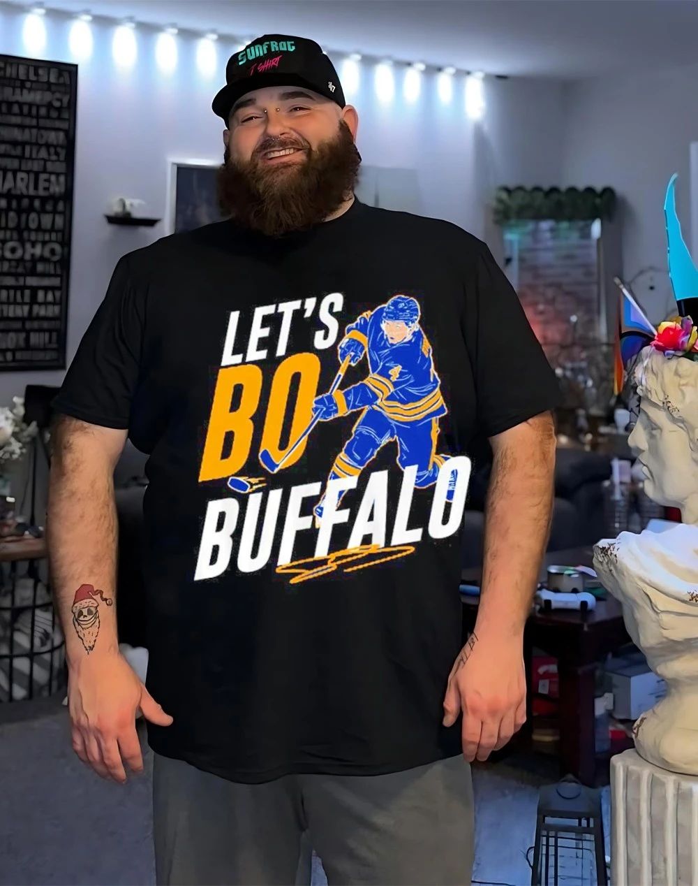 Bowen Byram let’s Bo Buffalo Sabres front and back shirt