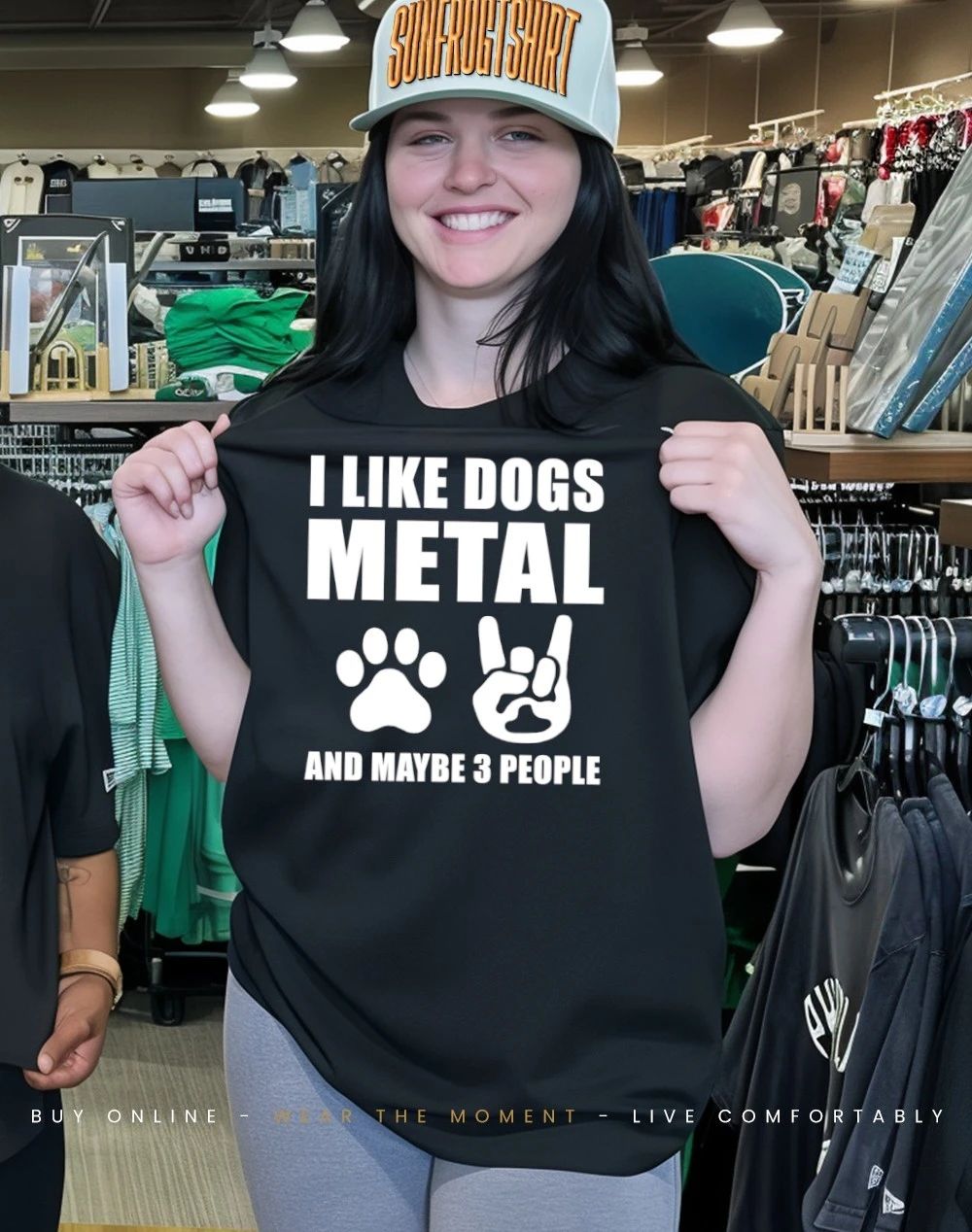 Paw and rock hand sign I like dogs metal and maybe 3 people shirt
