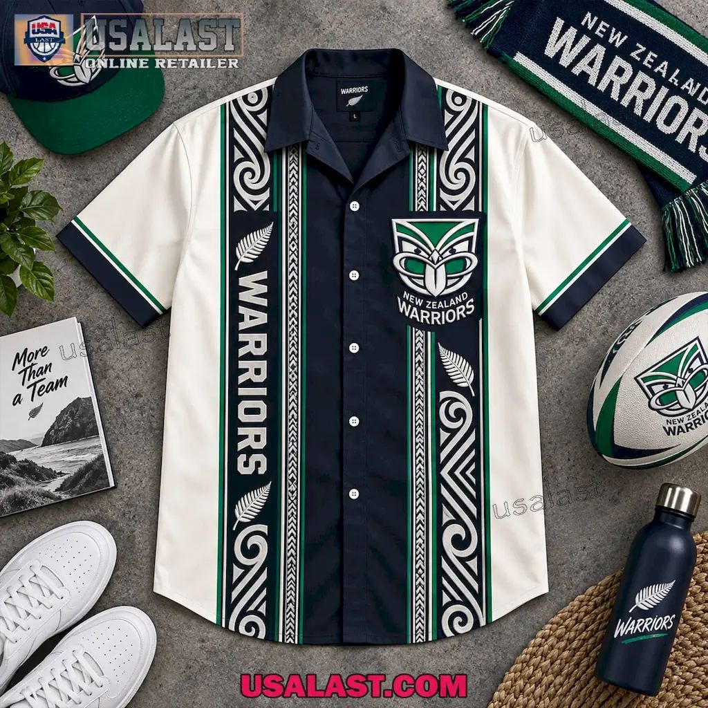 New Zealand Warriors Vintage Striped Rugby Premium Hawaiian Shirt