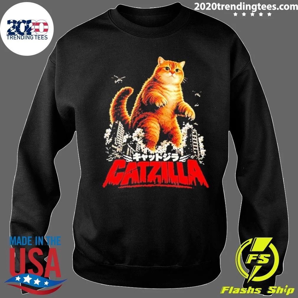 Cream British Catzilla Cat Godzilla Kaiju Parody Shirt