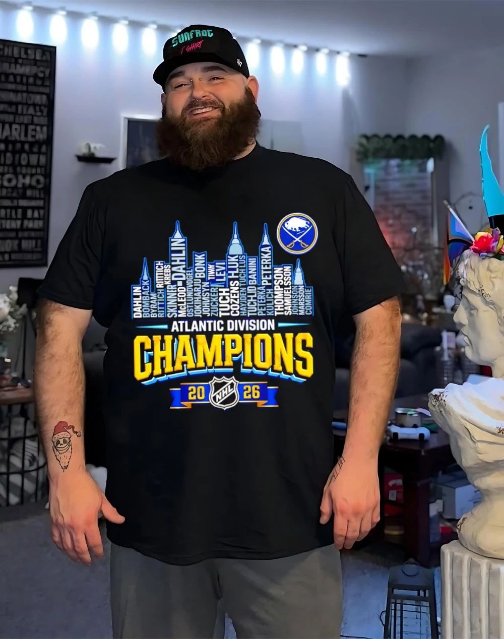Buffalo Sabres 2026 Atlantic Division Champions name city skyline shirt