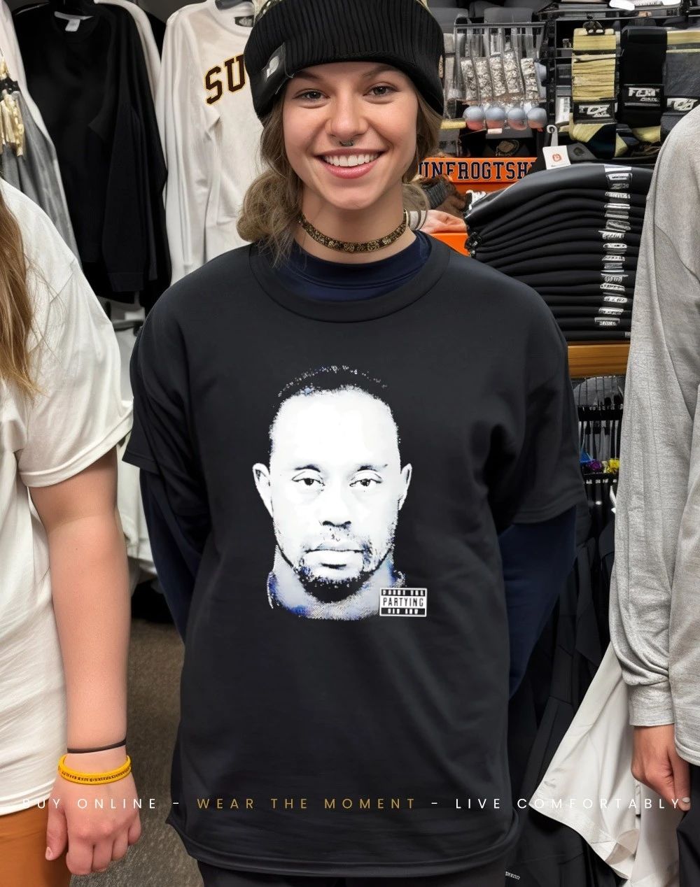 Tiger Woods Party Boy Big Head graphic shirt