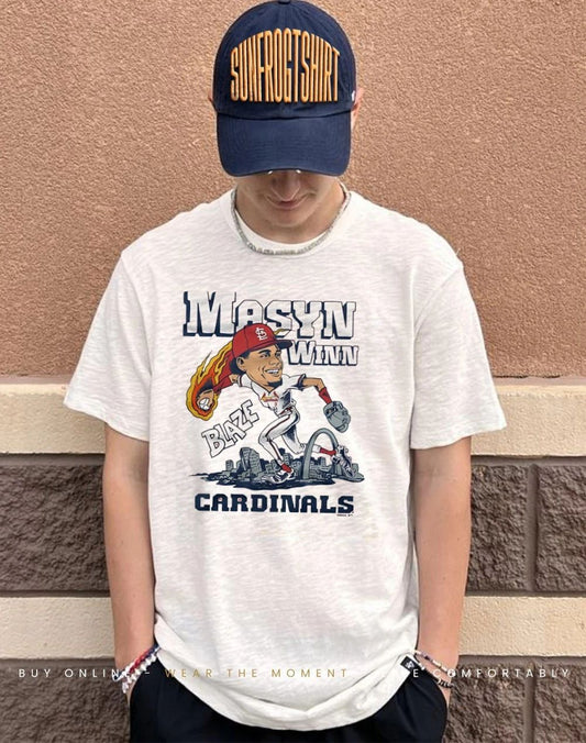St. Louis Cardinals Masyn Winn Blaze signature caricature shirt