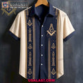 Freemasonry Masonic Vintage Striped Navy & Cream Premium Hawaiian Shirt