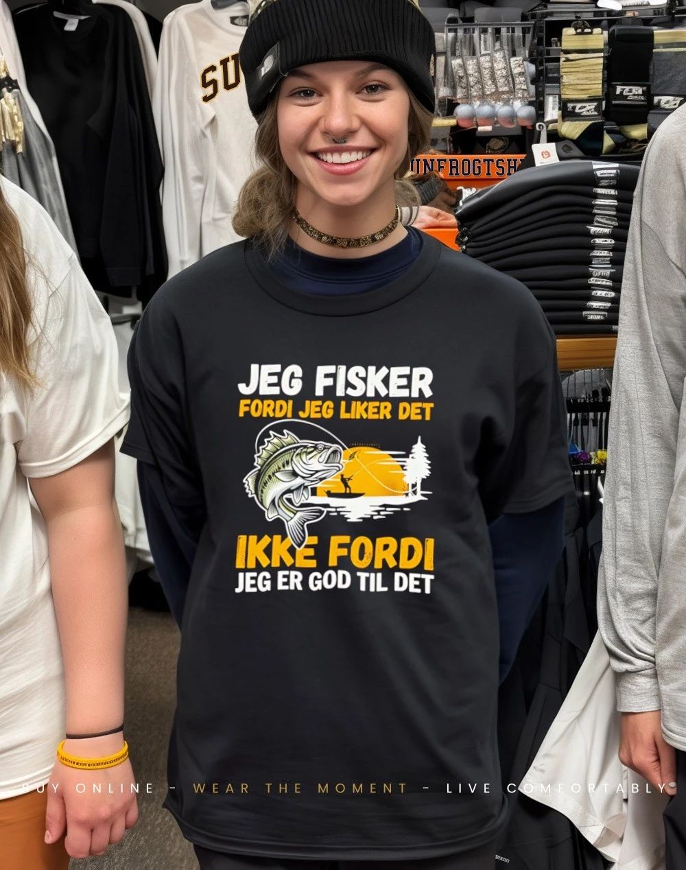 Jeg fisker fordi jeg liker det ikke fordi jeg er god til det shirt
