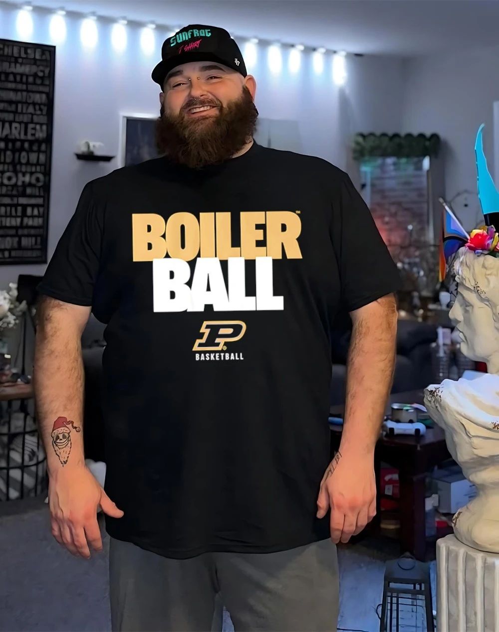 Purdue Basketball Boiler Ball Text Stack shirt