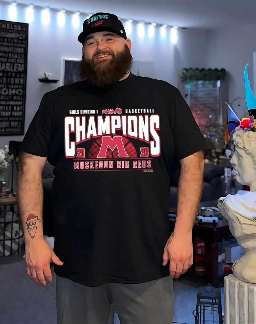 2026 MHSAA Girls Basketball D1 Champions Muskegon Big Reds logo shirt