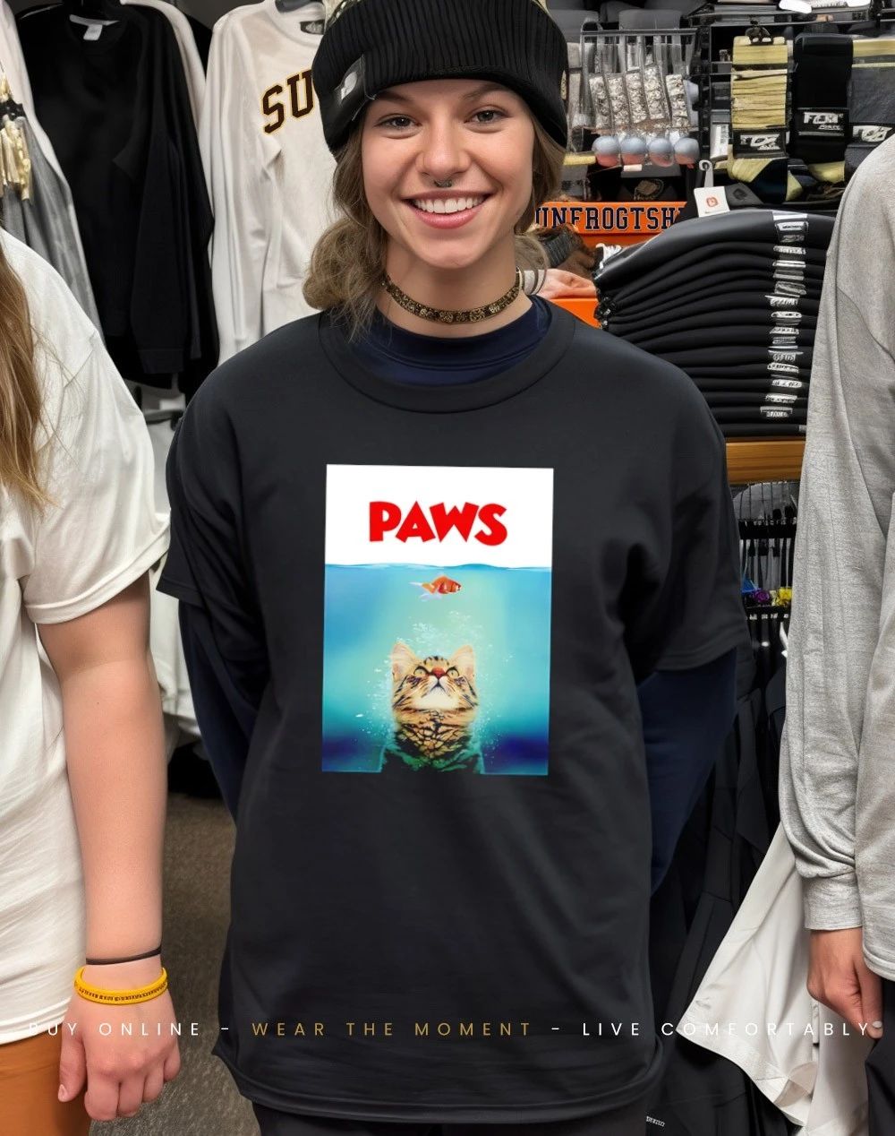 Cat humor Jaws meme shirt