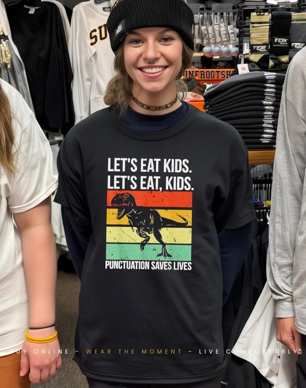 Let’s eat kids punctuation saves lives shirt