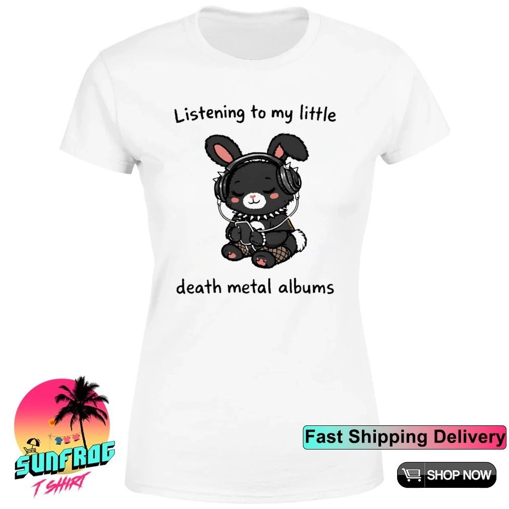 Bunny listening to my little death metal albums shirt