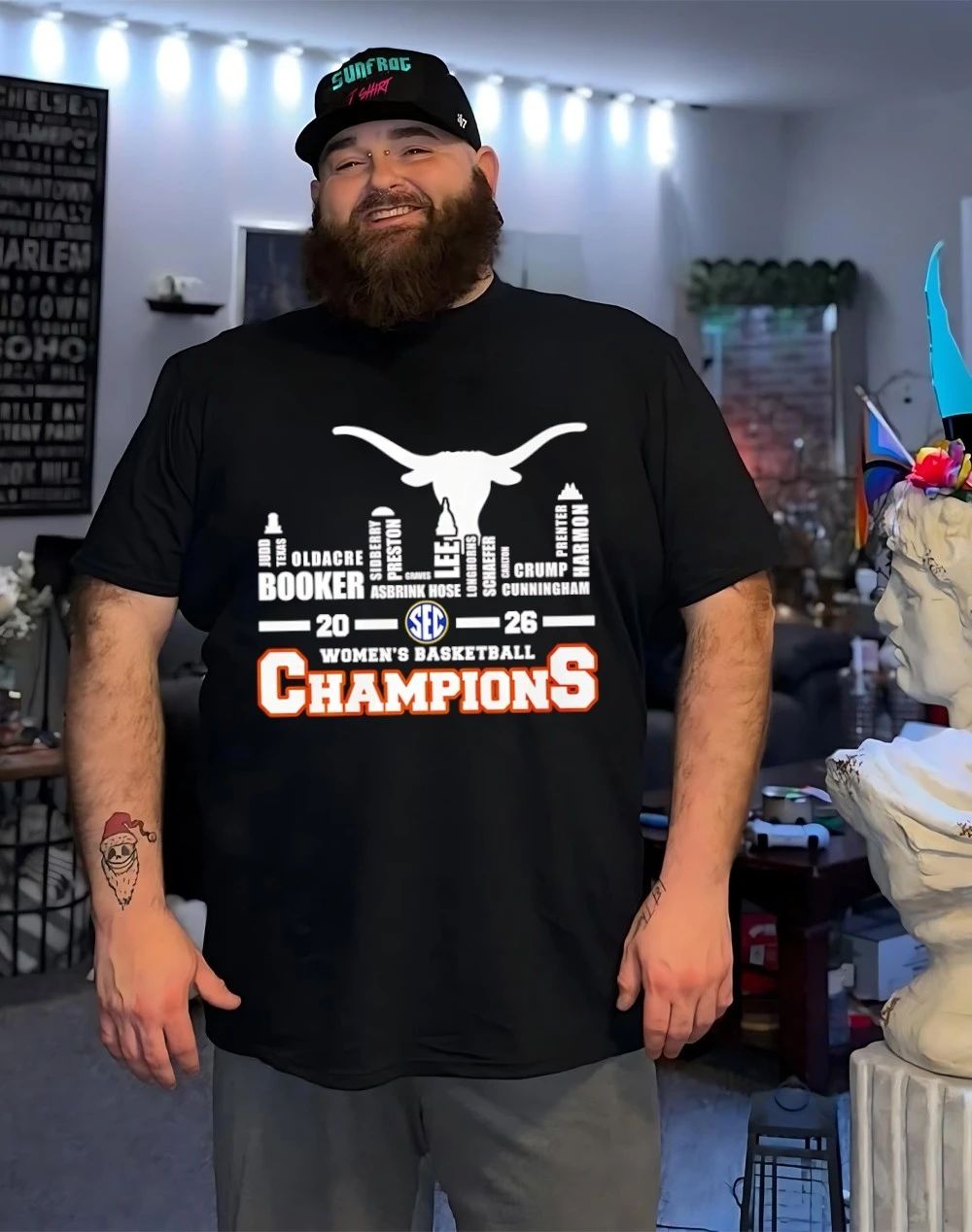 Texas Longhorns 2026 Women’s Basketball Champions player name city skyline shirt