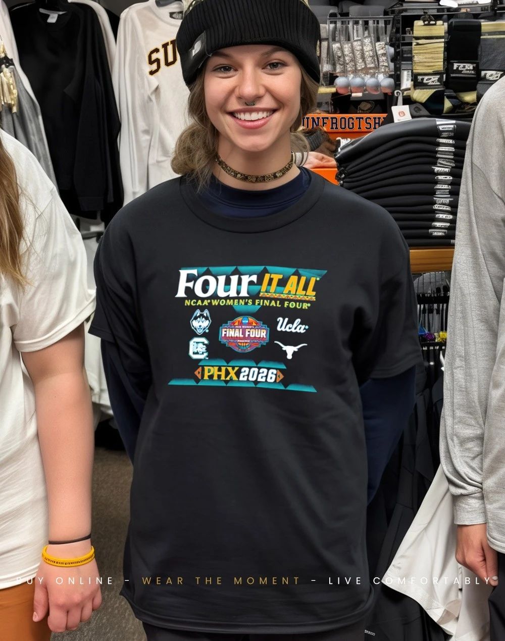 Four It All NCAA Women’s Basketball Final Four 2026 Four Team logos shirt