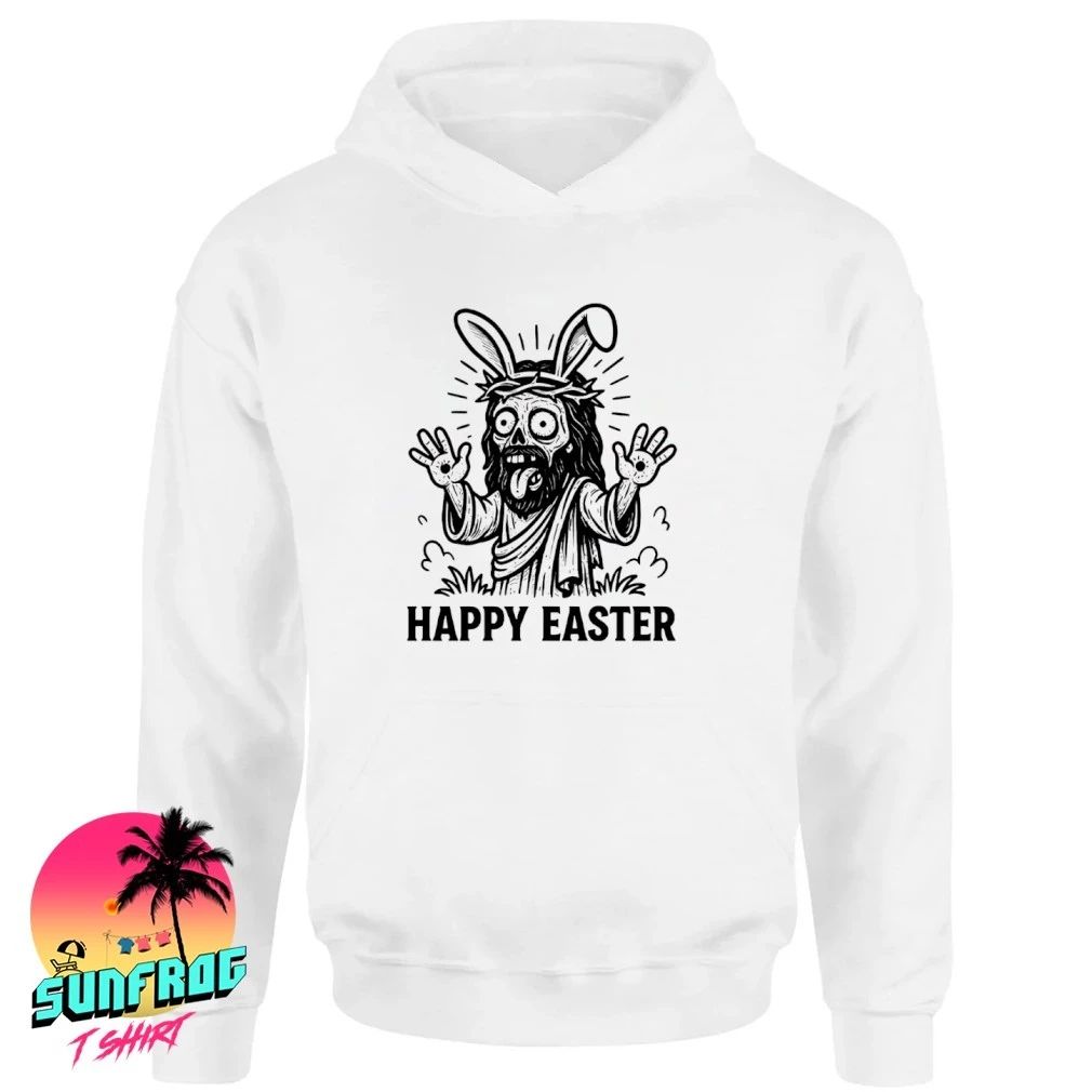 Jesus wearing bunny ears Happy Easter shirt